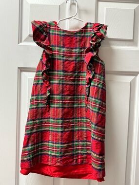 Janie and Jack Red and Green Plaid Ruffle Silk Dress